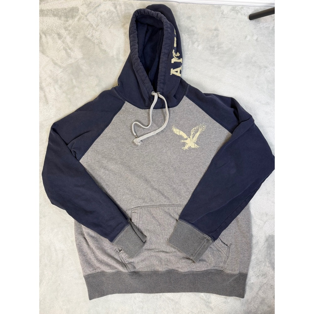American Eagle Outfitters Mens  Y2K Raglan Pullover Logo Hoodie Sweatshirt L